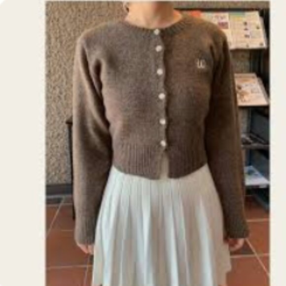Remain | Cropped Ribbed Sweater Pearl Buttons Brown | Size ??? Women's - Picture 10 of 15